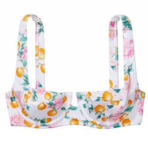 NEW Victoria's Secret Lemon Floral Underwire Adjustable Bikini Top Bra Sz 34DDD